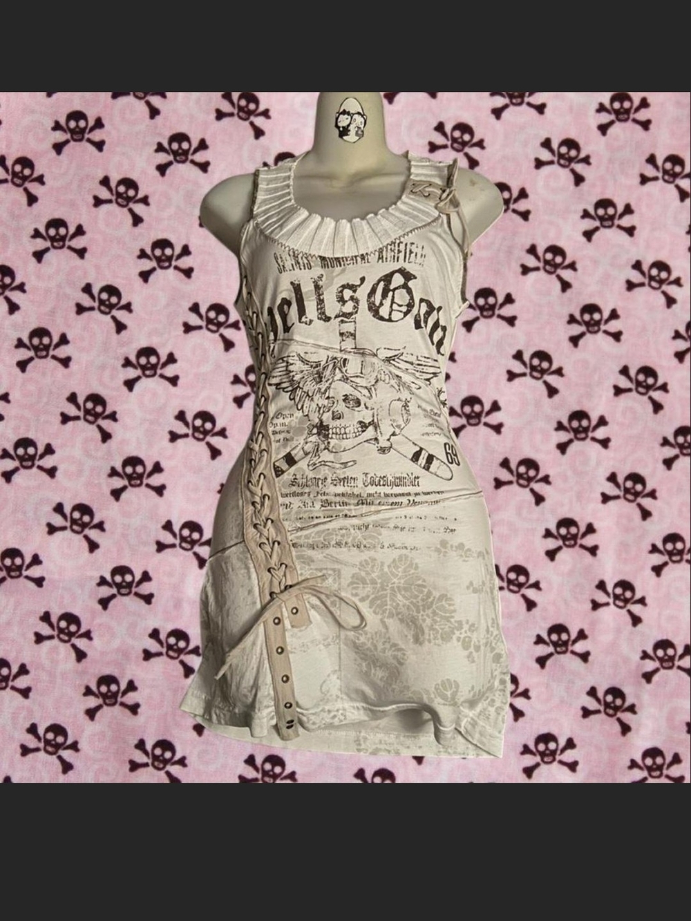 SALVAGE Rare Vnt "Hells Gate" Lace-Up Mini Dress. M